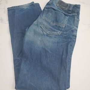 Diesel Viker regular straight jeans 0880N with leather patch distressed